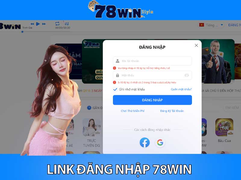 link đăng nhập chính thức 78win